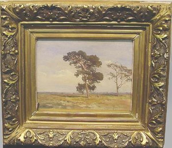 Tree In Landscape Oil Painting by Jan Willem Van Borselen