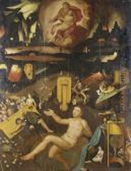 A Vision Of Hell, Possibly The Vision Oftundale Oil Painting by Pieter van der Heyden