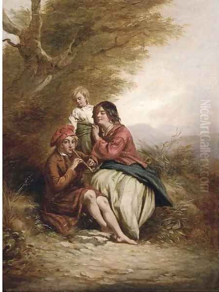 A melody at the wayside Oil Painting by Thomas Faed