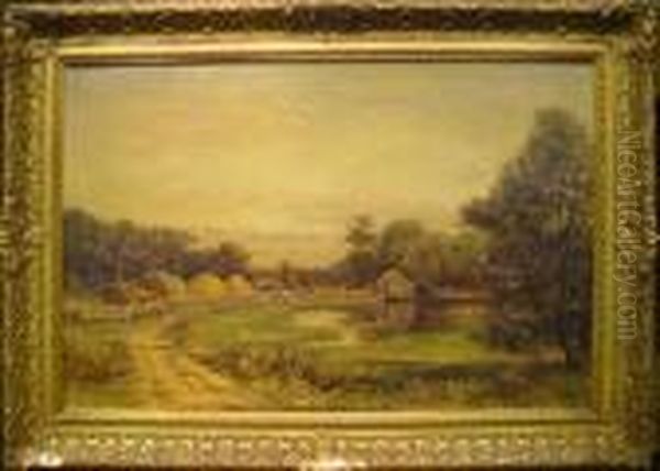 Farm Cottage By A Pond Oil Painting by Robert Ward Van Boskerck