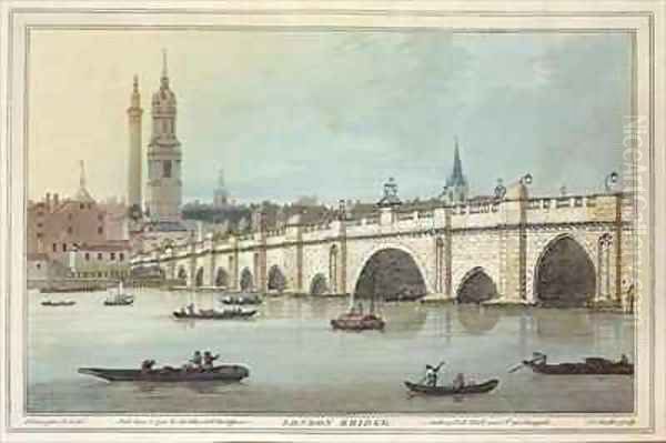 View of Old London Bridge Oil Painting by Joseph Farington