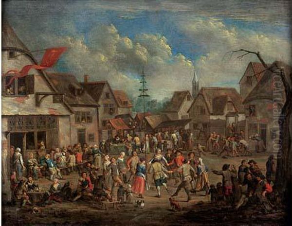 Rejouissances Autour De L'arbre De Mai Oil Painting by Peeter van Bredael