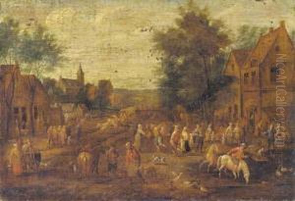 A Village Kermesse Oil Painting by Peeter van Bredael