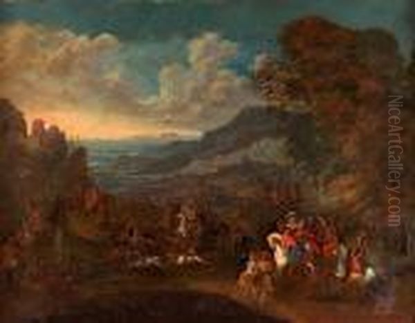 Hallali Au Cerf Dans Un Paysage Oil Painting by Jan Frans I Van Bredael