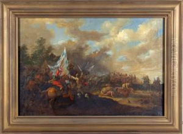 Cavalry Skirmish Oil Painting by Jan Frans I Van Bredael