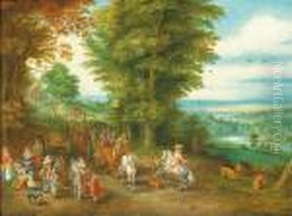 Convoi Traversant Une Foret Oil Painting by Jan Frans I Van Bredael