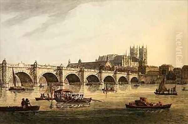 View of Westminster Bridge Abbey and Hall Oil Painting by Joseph Farington