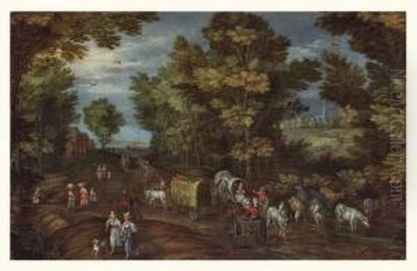 Le Retour Des Foins Oil Painting by Jan Pieter Van Bredael I