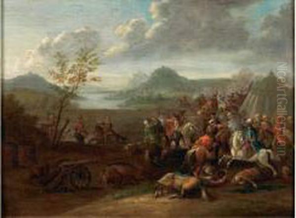 Scene De Combat Oil Painting by Jan Pieter Van Bredael I