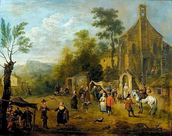 Scene Villageoise Oil Painting by Joseph van Bredael