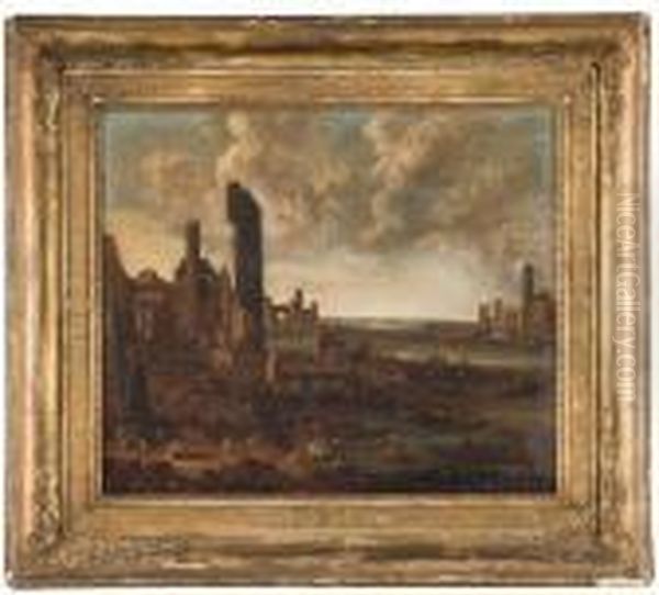 Veduta Di Citta Sul Mare Con Scene Di Vita Quotidiana Oil Painting by Pieter Van Bredael