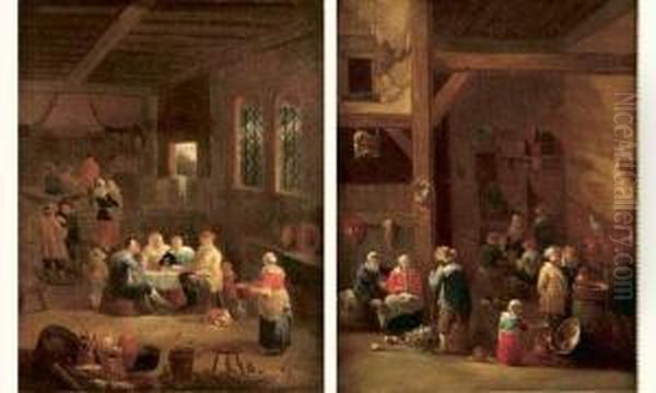 Reunion De Paysans Dans Une Auberge Oil Painting by Pieter Van Bredael