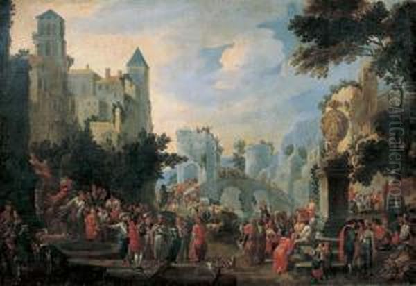 Festa Di Paese Con Architetture Oil Painting by Pieter Van Bredael