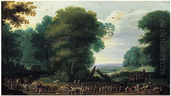 Convoi Militaire Oil Painting by Pieter Van Bredael