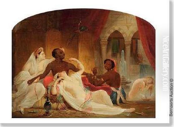 Scene De Harem. Oil Painting by Philippe Van Bree