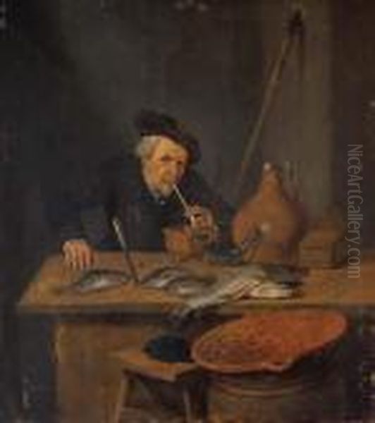 A Fisherman Oil Painting by Quiringh Gerritsz. van Brekelenkam