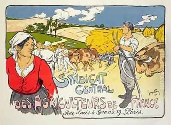 Reproduction of a poster advertising the Central Syndicate of French Farmers Oil Painting by Georges Fay