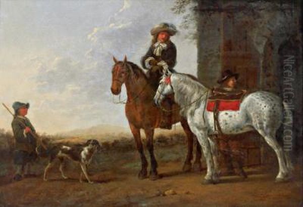 Aufbruch Zur Jagd Oil Painting by Abraham Van Calraet