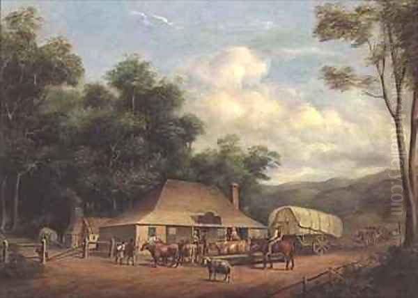 A Mountain Inn Oil Painting by Joseph Fowles