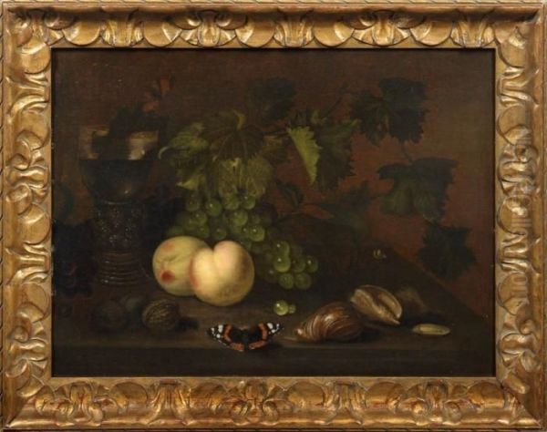 Fruchtestilleben Mit Schmetterling Oil Painting by Abraham Van Calraet