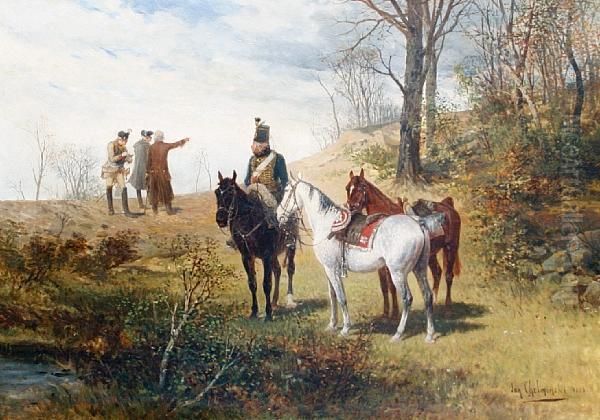 Scouting The Battlefield Oil Painting by Jan van Chelminski