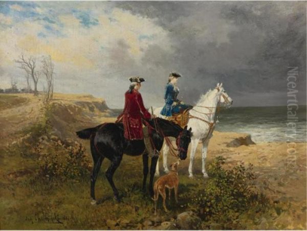 A Morning Ride Along The Bluffs Oil Painting by Jan van Chelminski