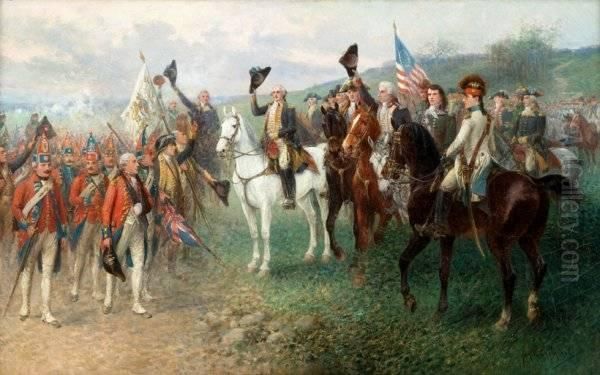 Washington And His Generals After The Battle Of Yorktown Oil Painting by Jan van Chelminski