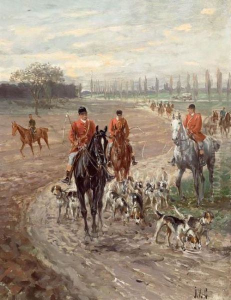 Auf Der Jagd. Oil Painting by Jan van Chelminski