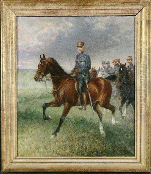 The Four Generals Of World War 
I: General John J. Pershing;marshall Joffre; Field Marshall Sir Douglas 
Haig And Marshall Foch,each With Their Staff Of Generals: Four Oil Painting by Jan van Chelminski