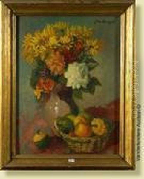 Nature Morte Aux Fleurs Et Aux Fruits Oil Painting by Jean Van Cleemput