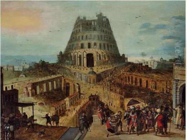 La Tour De Babel Oil Painting by Hendrick van Cleve