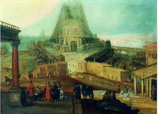 La Tour De Babel Oil Painting by Hendrick van Cleve