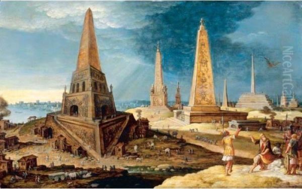 Nimrod Amongst The Monuments Oil Painting by Hendrick van Cleve