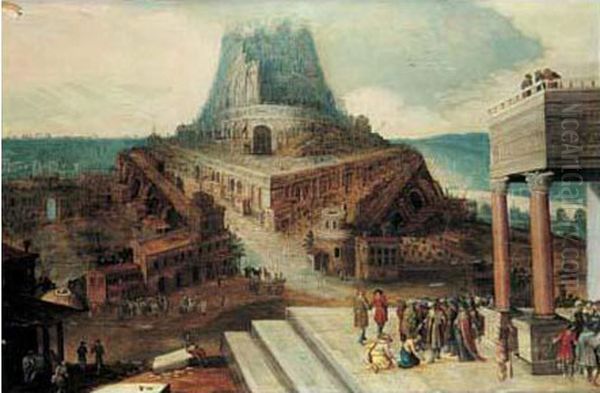 La Tour De Babel Oil Painting by Hendrick van Cleve