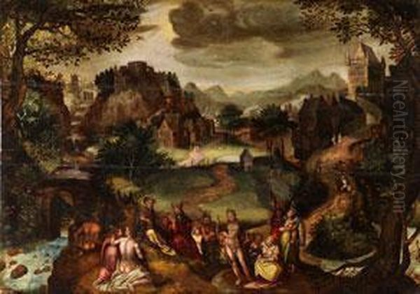 Apollo Im Sangerwettstreit Oil Painting by Gillis van Coninxloo