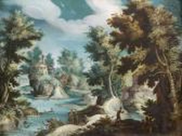 Paysage A La Riviere Et A L'eglise Oil Painting by Gillis van Coninxloo