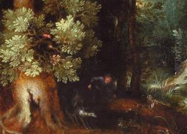 Tiere Im Wald Oil Painting by Gillis van Coninxloo