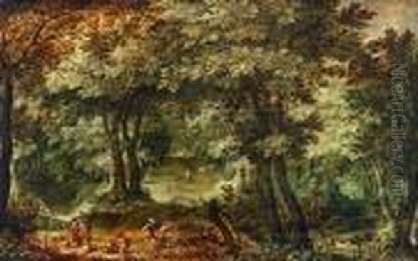 Paesaggio Boschivo Con Una Rapina Oil Painting by Gillis van Coninxloo