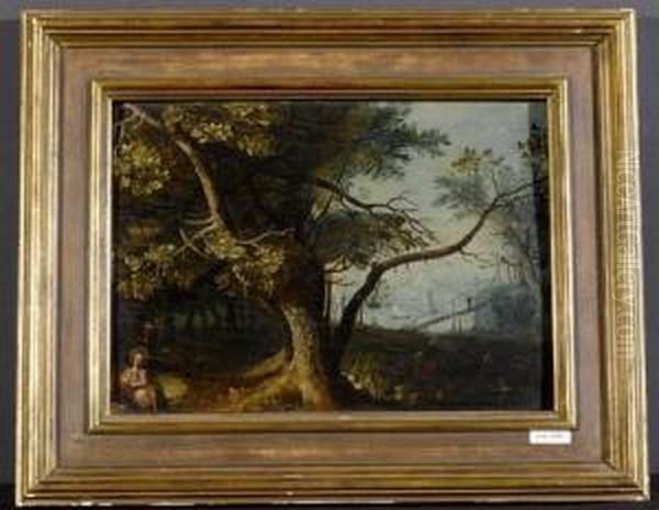 Waldlandschaft Mit Rast Auf Der Flucht Nach Agypten. Oil Painting by Gillis van Coninxloo