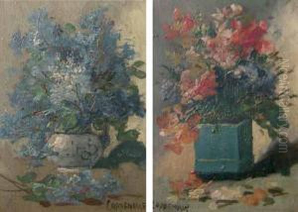 Bouquet De Fleurs Oil Painting by Edmond Van Coppenolle