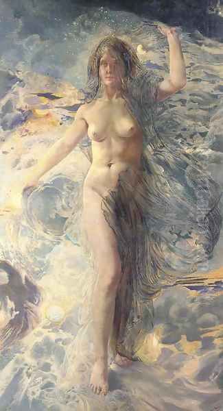 'L'Aurore' or 'L'Aube arrachant les Tenebres' Oil Painting by Leon Henri Marie Frederic