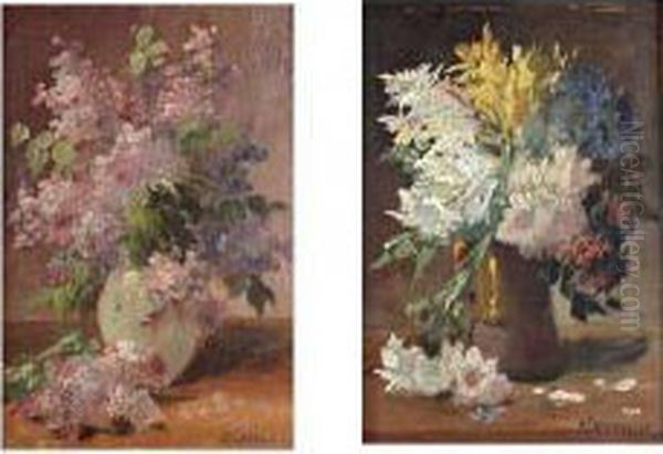 Bouquet De Lilas Oil Painting by Edmond Van Coppenolle