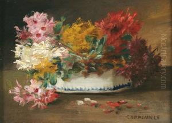 La Jardiniere Fleurie Oil Painting by Edmond Van Coppenolle