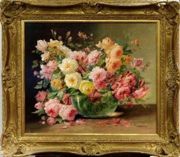 [vase Garni De Fleurs.] Oil Painting by Edmond Van Coppenolle