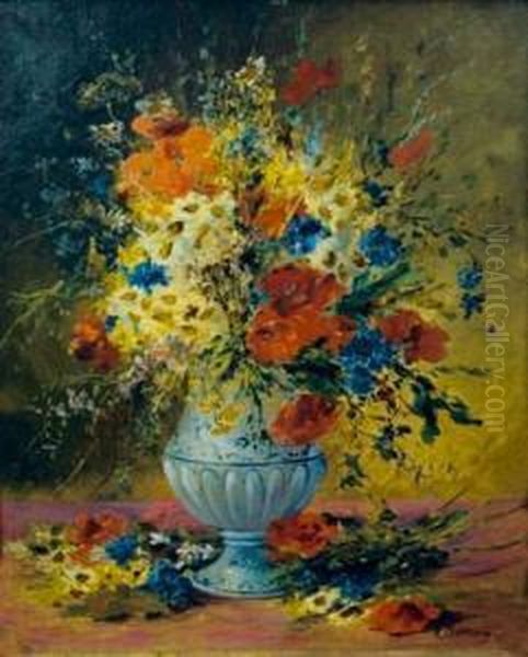 Bouquet De Fleurs Oil Painting by Edmond Van Coppenolle