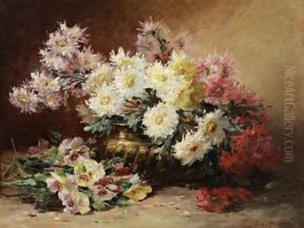 <bouquet De Fleurs Su Oil Painting by Edmond Van Coppenolle