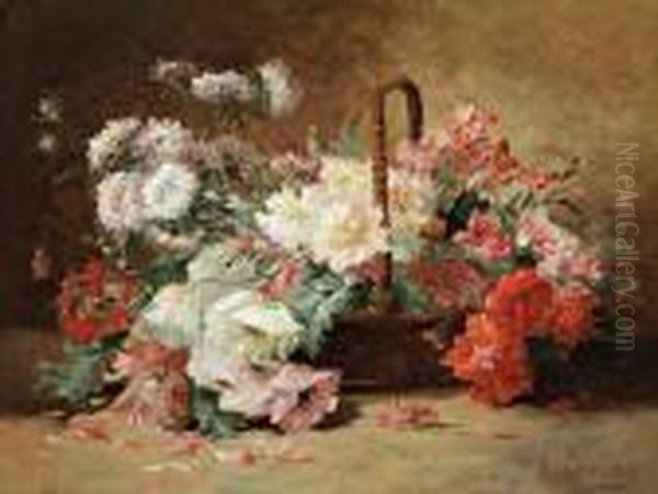 < Panierde Fleurs D'e Oil Painting by Edmond Van Coppenolle