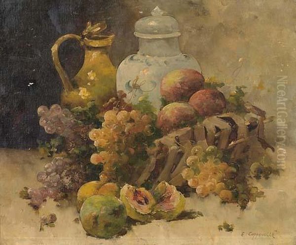 Nature Morte Aux Fleurs Oil Painting by Edmond Van Coppenolle