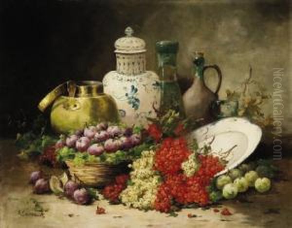 Natura Morta Con Frutta E Vasi Oil Painting by Edmond Van Coppenolle