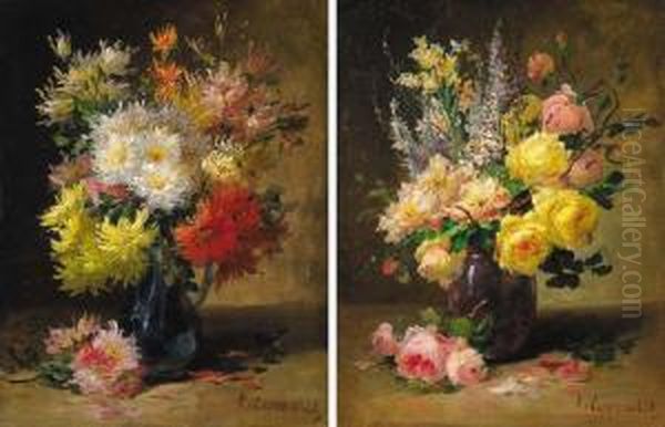 Opulent Bouquets Oil Painting by Edmond Van Coppenolle